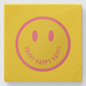 Happy Stone-Onderzetter Stenen Onderzetter (Voorkant)