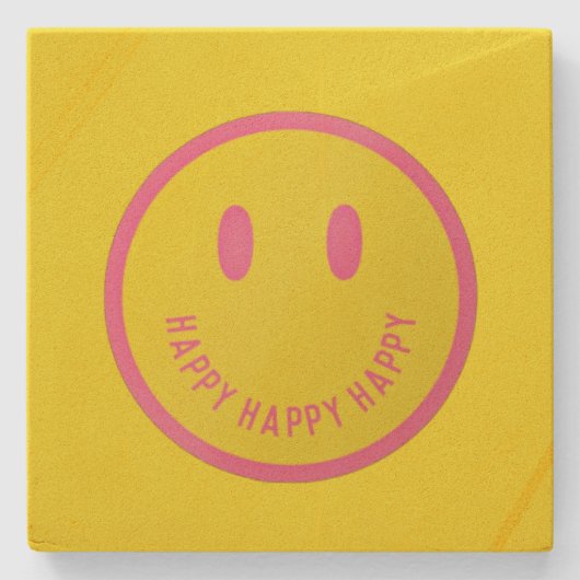Happy Stone-Onderzetter Stenen Onderzetter (Voorkant)