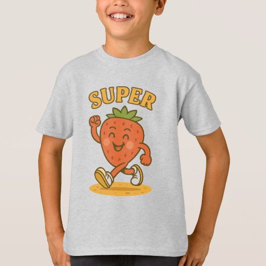 Happy Strawberry Kinder T-shirt – Sweet & Smiley! (Voorkant)