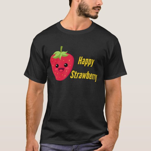 Happy Strawberry – Schattige fruitontwerp 🍓 T-shirt (Voorkant)
