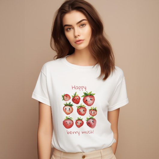 Happy Strawberry t-shirt voor dames