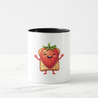 Happy Strawberry Toast Cartoon Mok