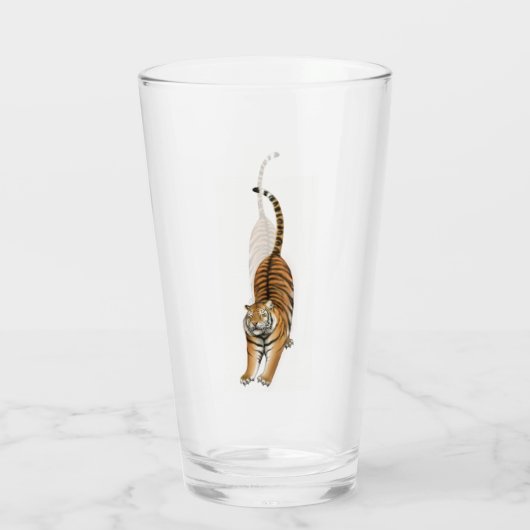 Happy Stretching Tiger Glass Tumbler (Achterkant)