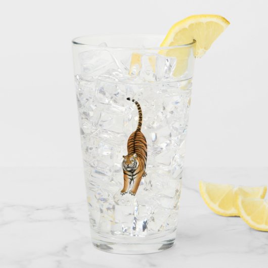 Happy Stretching Tiger Glass Tumbler (Achterkant ijs)