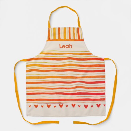 Happy Stripe Schattigee harten Inspirivity Custom Schort (Voorkant)