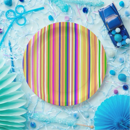 Happy Stripes Papieren Bordje (Feest)