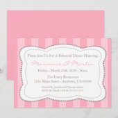 Happy Stripes Rehearsal Dinner Invite (roze) Kaart (Voorkant / Achterkant)