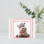 Happy Stuffed Hippo Childs Valentijn Briefkaart (Staand voorkant)