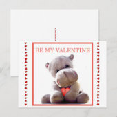 Happy Stuffed Hippo Childs Valentijn Briefkaart (Voorkant / Achterkant)