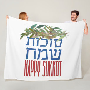 Happy Sukkok  Sukkot Sameach  Sukkah Decor Fleece Deken