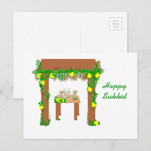 Happy Sukkot Briefkaart (Voorkant / Achterkant)