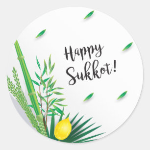 Happy Sukkot Festival Joodse vakantie Lulav Etrog Ronde Sticker