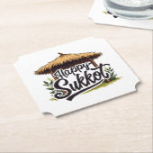 Happy Sukkot Joodse feestdag Chanoeka Kartonnen Onderzetters (Gekanteld)