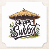 Happy Sukkot Joodse feestdag Chanoeka Kartonnen Onderzetters (Voorkant)
