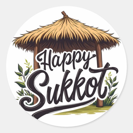 Happy Sukkot Joodse feestdag Chanoeka Ronde Sticker (Voorkant)