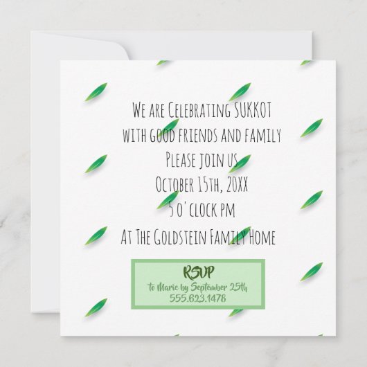 Happy Sukkot Lulav en Etrog Waterverf Kaart (Achterkant)