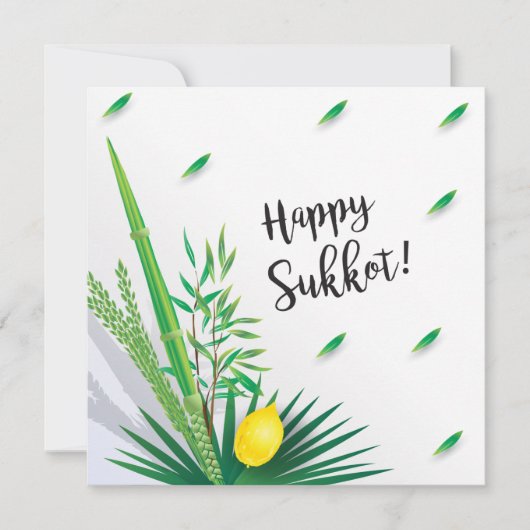 Happy Sukkot Lulav en Etrog Waterverf Kaart (Voorkant)