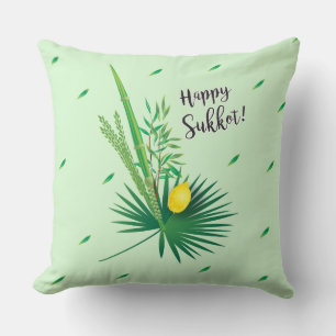 Happy Sukkot Lulav en Etrog Waterverf Pattern Kussen
