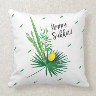 Happy Sukkot Lulav en Etrog Waterverf Pattern Kussen
