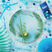 Happy Sukkot Lulav en Etrog Waterverf Pattern Papieren Bordje (Feest)