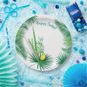 Happy Sukkot Lulav en Etrog Waterverf Pattern Papieren Bordje (Feest)