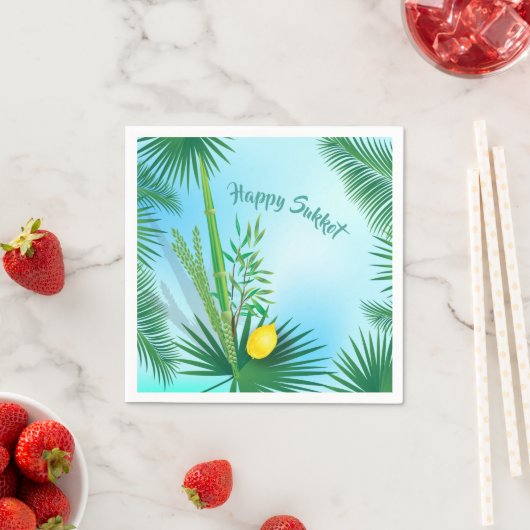 Happy Sukkot Lulav en Etrog Waterverf Pattern Servet (Insitu)