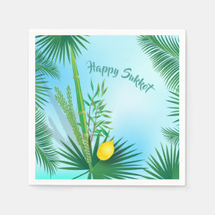 Happy Sukkot Lulav en Etrog Waterverf Pattern Servet