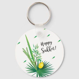 Happy Sukkot Lulav en Etrog Waterverf Pattern Sleutelhanger