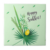 Happy Sukkot Lulav en Etrog Waterverf Pattern Tegeltje (Voorkant)
