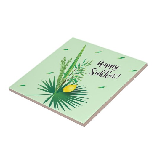 Happy Sukkot Lulav en Etrog Waterverf Pattern Tegeltje (Zijkant)