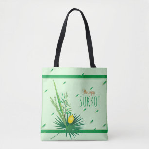 Happy Sukkot Lulav en Etrog Waterverf Pattern Tote Bag
