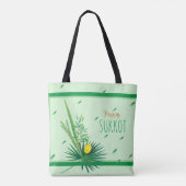 Happy Sukkot Lulav en Etrog Waterverf Pattern Tote Bag (Achterkant)