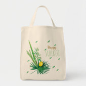 Happy Sukkot Lulav en Etrog Waterverf Pattern Tote Bag (Voorkant)