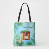 Happy Sukkot Lulav en Etrog Waterverf Pattern Tote Bag (Voorkant)