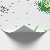 Happy Sukkot Lulav & Etrog Four Species Waterverf Cadeaupapier (Hoek)