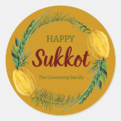 Happy Sukkot Lulav Gele Stickers (Voorkant)