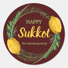 Happy Sukkot Lulav Rode Stickers
