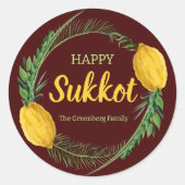 Happy Sukkot Lulav Rode Stickers (Voorkant)