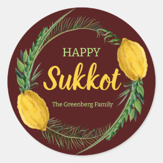 Happy Sukkot Lulav Rode Stickers