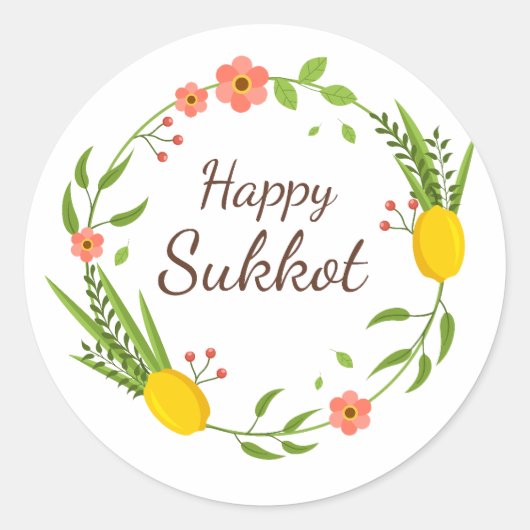 Happy Sukkot Lulav Stickers (Voorkant)