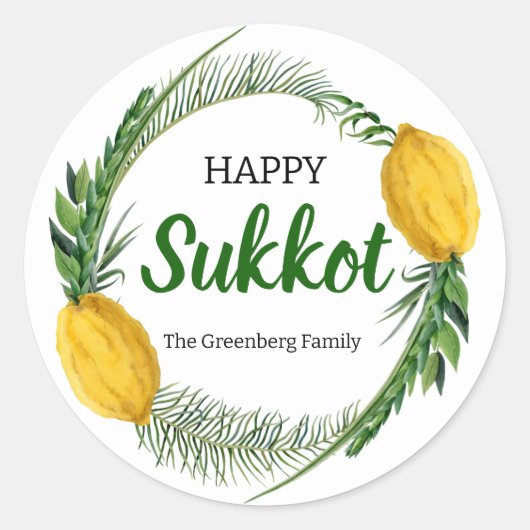 Happy Sukkot Lulav Stickers (Voorkant)