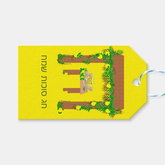 Happy Sukkot, persoonlijk champagne-etiket Cadeaulabel (Voorkant (Horizontaal))