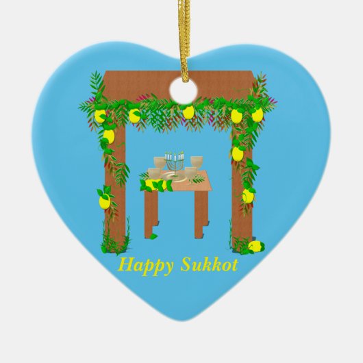 Happy Sukkot, persoonlijk Keramisch Ornament (Voorkant)