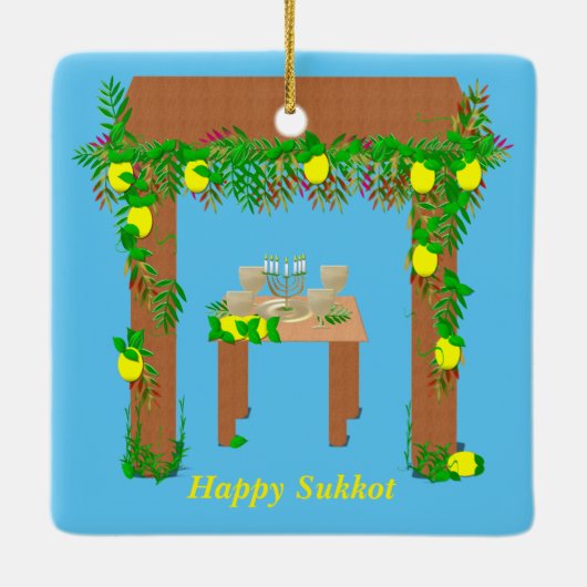 Happy Sukkot, persoonlijk Keramisch Ornament (Achterkant)
