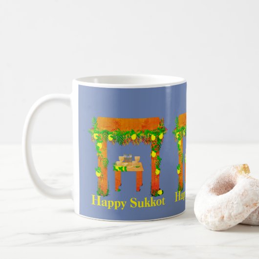 Happy Sukkot, persoonlijk Koffiemok (Met donut)