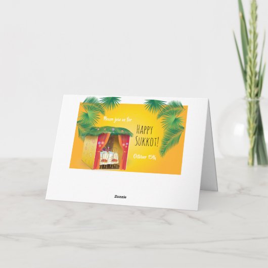 Happy Sukkot Sukkah, Lulav en Etrog Waterverf Kaart (Achterkant)
