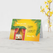 Happy Sukkot Sukkah, Lulav en Etrog Waterverf Kaart (Gele Bloem)