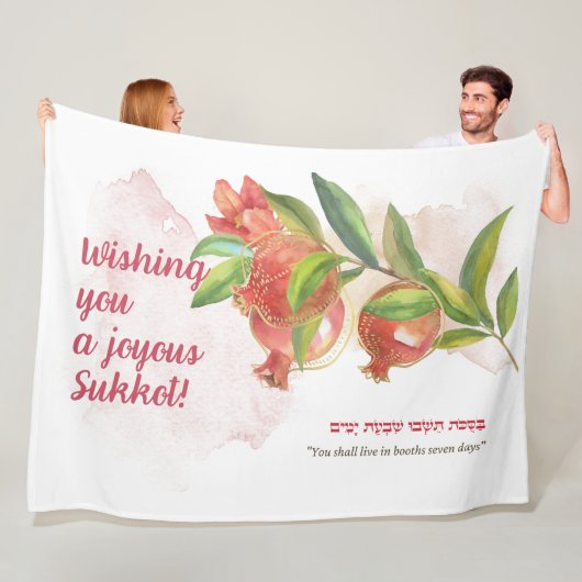 Happy Sukkot | Sukkot Sameach | Sukkah Decor Fleece Deken (In situ)