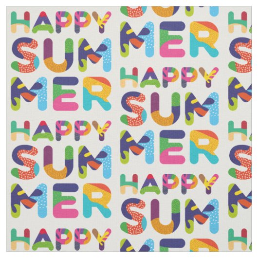 Happy Summer Colorful-tekst Stof (Swatch)