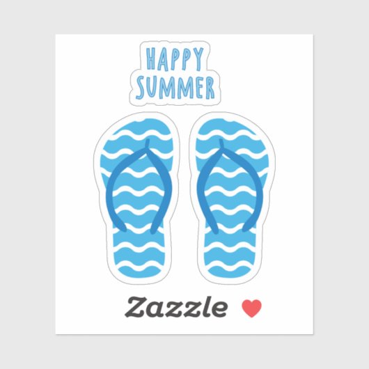Happy Summer Contour Sticker met Teenslippers (Vel)